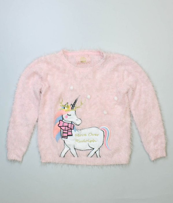 Růžový plyšový vánoční svetr PRIMARK