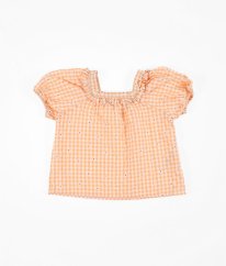 Oranžovobílá kostičkovaná halenka s květy PRIMARK