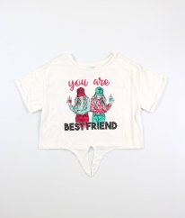 Bílé crop tričko s obrázkem BLUKIDS