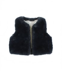 Tmavomodrá velmi teplá plyšová vesta MONOPRIX