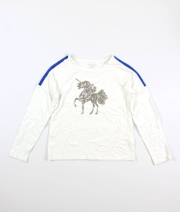 Bílé triko s flitrovým jednorožcem PLACE