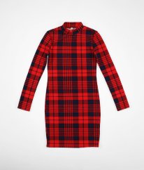 Červenomodré kárované šaty
