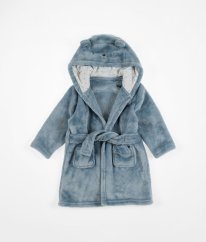 Modrošedý plyšový župan TU