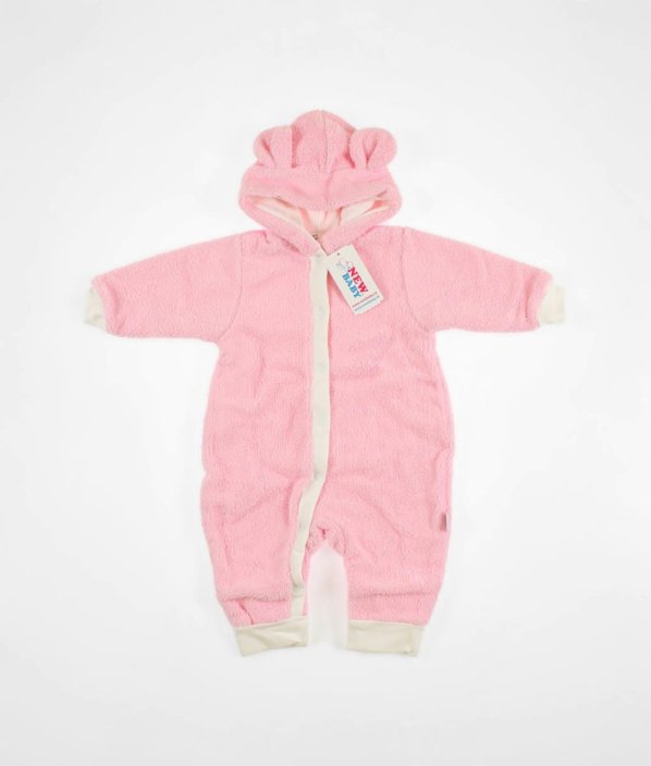 Růžová plyšová kombinéza jaro/podzim NEW BABY