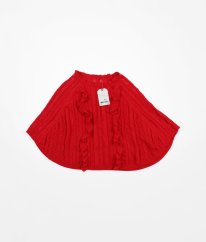 Červené svetříkové pončo