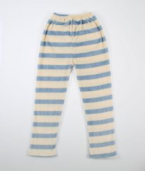 Krémovomodré proužkované plyšové pyžamové kalhoty