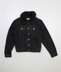 Černá zimní riflová bunda s kožíškem NEW LOOK