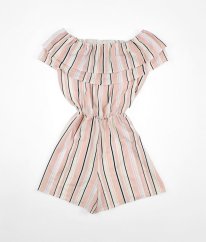 Ružový prúžkovaný kraťasový overal LIPSY