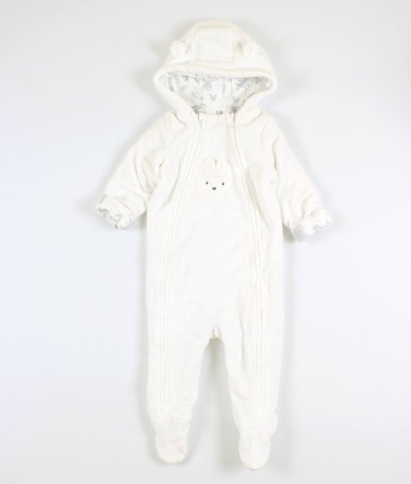 Biela plyšová zimná kombinéza C&A