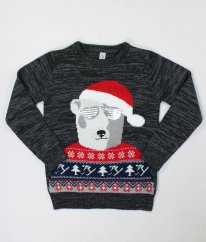 Šedý silný vánoční svetr TU