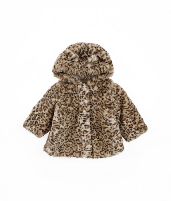 Bežovohnedý leopardí plyšový kabát GEORGE