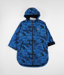 Modrá maskáčová voděodolná zateplená oversize bunda s kožíškem GEORGE
