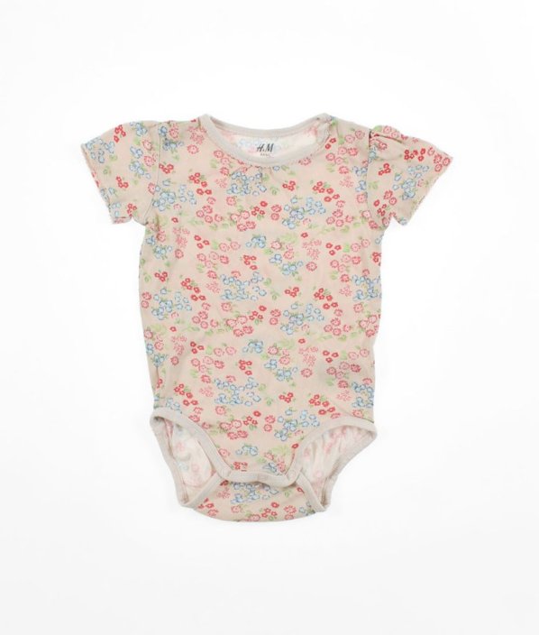 Béžové body s kvetmi z biobavlny H&M