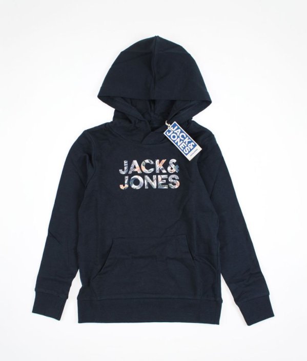 Modrá mikina s barevným nápisem JACK & JONES