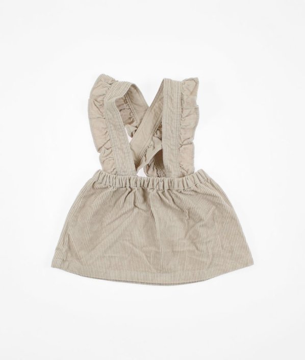 Béžová manšestrová sukně s kšandy H&M