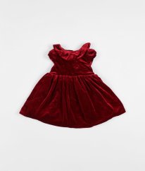 Tmavě červené sametové šaty se spodničkami H&M