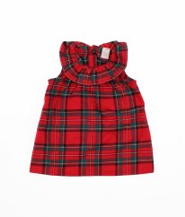 Červené kárované teplejší šaty se zlatou nití H&M