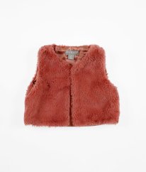 Růžová plyšová vesta na knoflík PRIMARK