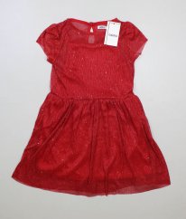 Červené šifónové šaty se spodničkou a třpytem GEMO