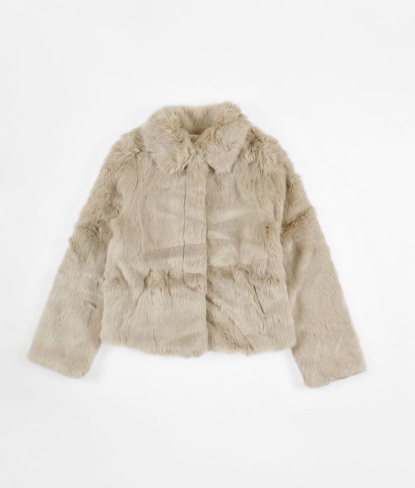 Bežový chlpatý kabát YD