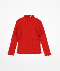 Červený žebrovaný svetřík se zlatou nití TU