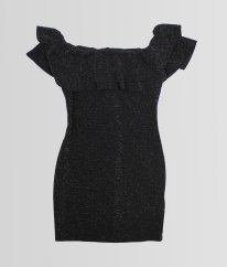 Černé třpytivé šaty s volány NEW LOOK