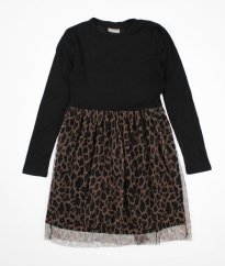 Černé žebrované leopardí šaty MATALAN