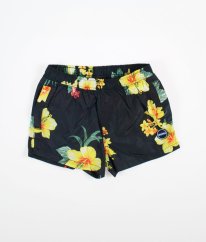 Šedomodré kraťasové plavky s kvetmi GURU