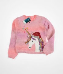 Růžový svetr s flitrovým jednorožcem TU
