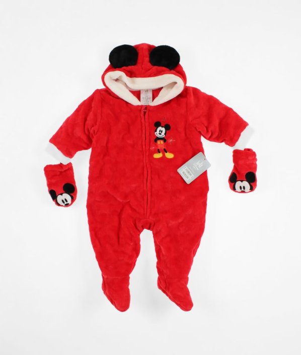 Červená plyšová teplá kombinéza jaro/podzim - lehká zimní DISNEY