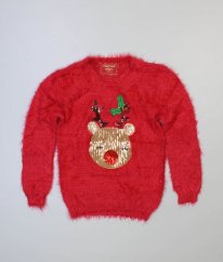 Červený chlupatý vánoční svetr PRIMARK