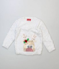 Bílý chlupatý vánoční svetr F&F