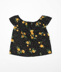 Černá halenka s puntíky a květy PRIMARK