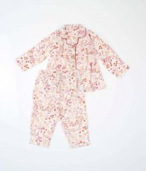 Smetanové flanelové pyžamo s květy NUTMEG