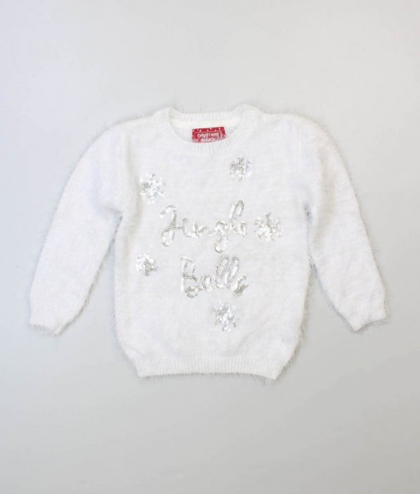 Bílý chlupatý vánoční svetr PRIMARK