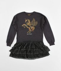 Šedé silnější mikinové šaty s flitrovým jednorožcem F&F