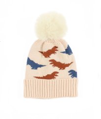 Béžová čepice s dinosaury
