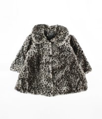 Šedý plyšový velkorysý kabát s leopardím vzorem FROST BITE