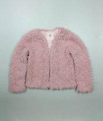 Růžový chlupatý kabátkový přehoz H&M