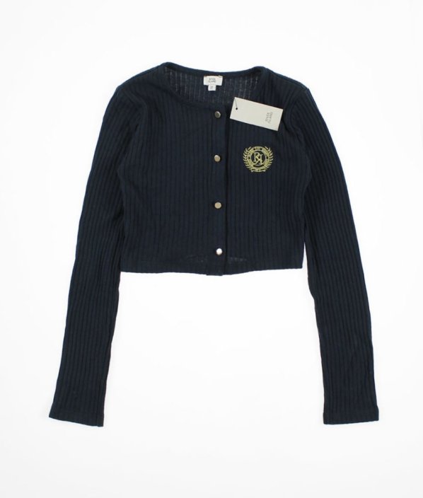 Antracitové žebrované propínací crop triko RIVER ISLAND