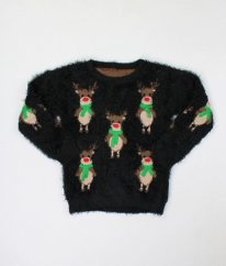 Černý chlupatý vánoční svetr NUTMEG