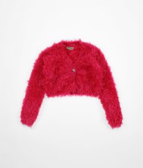 Ružový chlpatý sveter na gombík NEXT