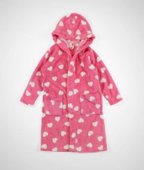 Ružový plyšový župan so srdiečkami (bez pásku) FRIENDZ