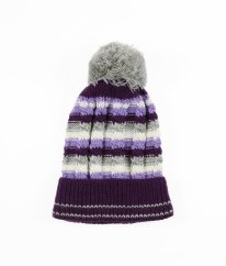 Fialovokrémová čiapka s bambulou DE FACTO