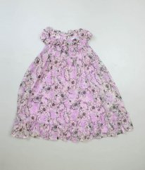 Lila šifónové šaty se spodničkou a s květinami