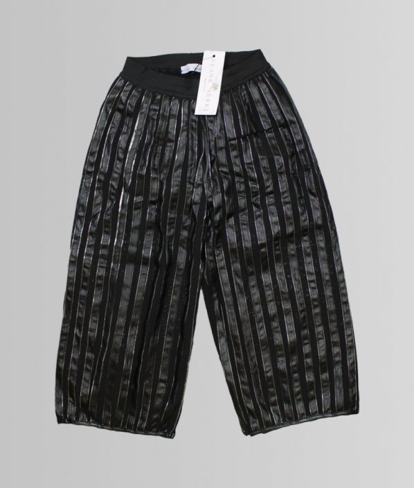 Černostříbrné 3/4 koženkové kalhoty s bavlněnou podšívkou FRANK FERRY