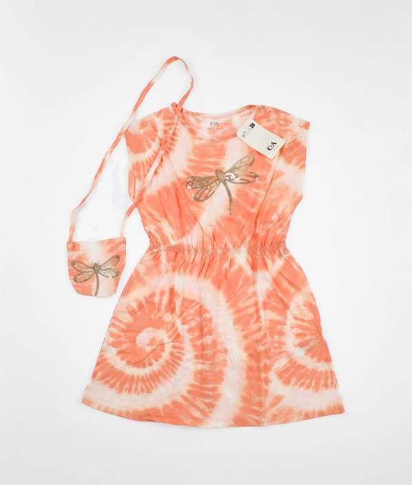 Barevné šaty s flitry a textilní kabelkou C&A