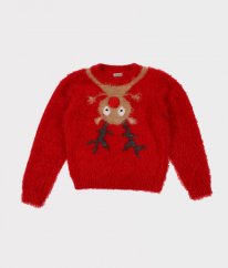 Červený vánoční chlupatý svetr NEXT