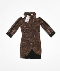 Bronzovo-čierne trblietavé šaty