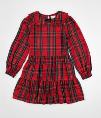 Červené kárované šaty se zlatou nití F&F